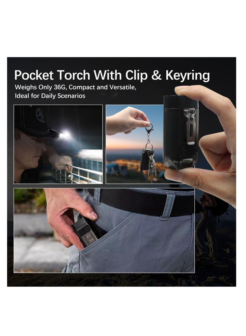 Keyring Torch, LED Super Bright Flashlight with Clip, EDC Torch with UV Light & 9 Lighting Modes for Emergency, USB C Rechargeable Pocket Torch with Magnetic Base [Energy Class A+++] - Image 5