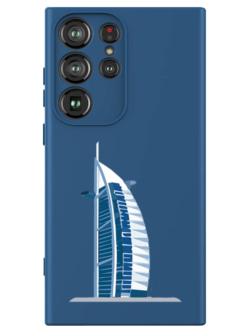 Theodor Protective Slim Fit Case Liquid Silicone Cover with Full Body Protection Anti-Scratch Shockproof Case For Samsung Galaxy S24 Ultra (Blue) - Burj Al arab - Image 1