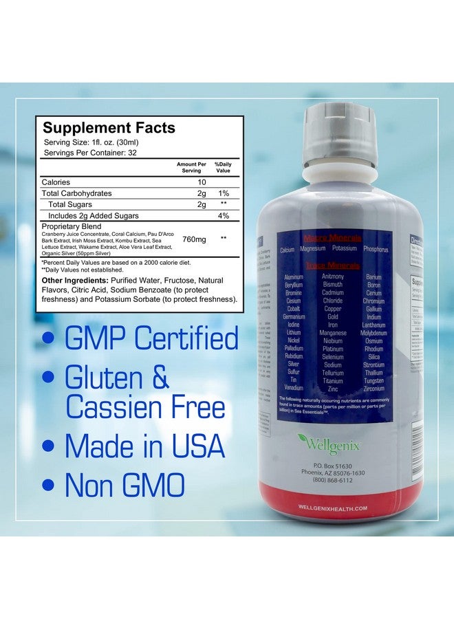wellgenix Sea Essentials Coral Calcium Liquid Vitamin For High Absorption Nutritional Multivitamin Supplement Sea Berry Flavor (32 Oz) (1 Pack) - Image 5