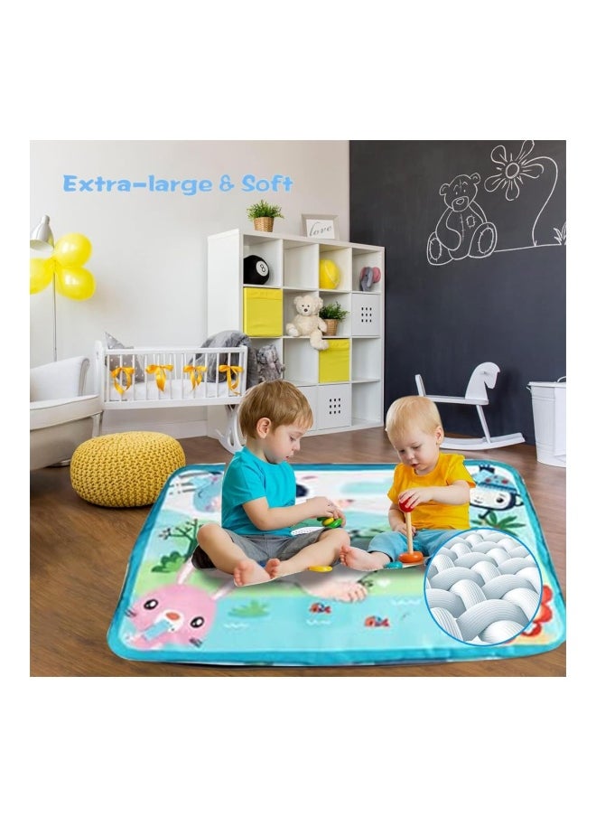 DMG TECH - Baby Gym Play Mat for Floor Activity With 5 Hanging Sensory Toys and 8 Ocean Balls, Motor Skill Development Infant Play Gyms Mats for 0-36 Months, Blue - Image 1