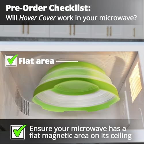 HOVER COVER Magnetic Microwave Splatter Cover 2.0, Collapsible 12-Inch BPA-Free Food Lid with Upgraded Magnets, Vented Plate Guard, Dishwasher Safe, Space-Saving Magnetic Storage - Green - Image 3