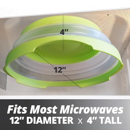 HOVER COVER Magnetic Microwave Splatter Cover 2.0, Collapsible 12-Inch BPA-Free Food Lid with Upgraded Magnets, Vented Plate Guard, Dishwasher Safe, Space-Saving Magnetic Storage - Green - Image 2