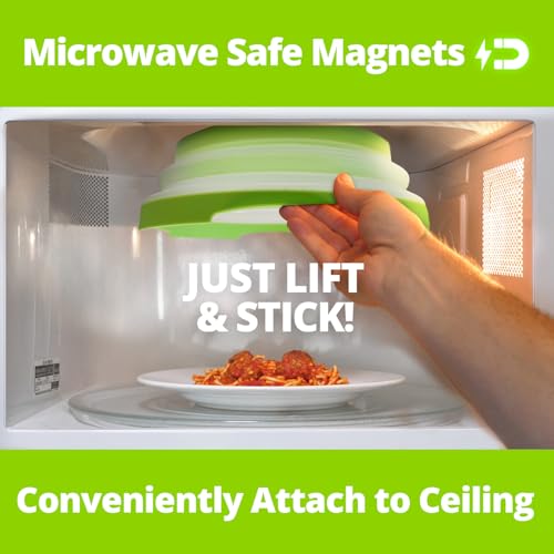 HOVER COVER Magnetic Microwave Splatter Cover 2.0, Collapsible 12-Inch BPA-Free Food Lid with Upgraded Magnets, Vented Plate Guard, Dishwasher Safe, Space-Saving Magnetic Storage - Green - Image 5