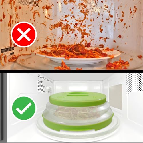 HOVER COVER Magnetic Microwave Splatter Cover 2.0, Collapsible 12-Inch BPA-Free Food Lid with Upgraded Magnets, Vented Plate Guard, Dishwasher Safe, Space-Saving Magnetic Storage - Green - Image 4