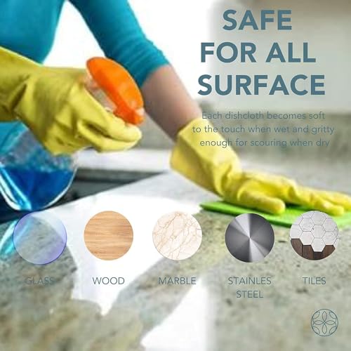 SHUTTLE ART Kitchen Cleaning Wet Wipes Sponge Reusable and Washable Cellulose Sponge Cloths Dish Towels, Absorbent and No Odor Paper Towels for Dishes ＆ Counters (Multicolour) (6) - Image 4