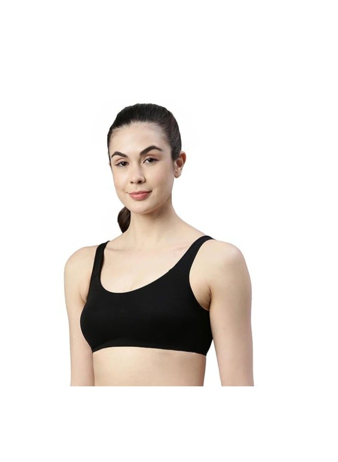 Enamor Women's Cotton Sports Bra - Low Impact, Non-Padded, Non-Wired, Full Coverage, Soft Hold Straps with Gentle Support - Image 3
