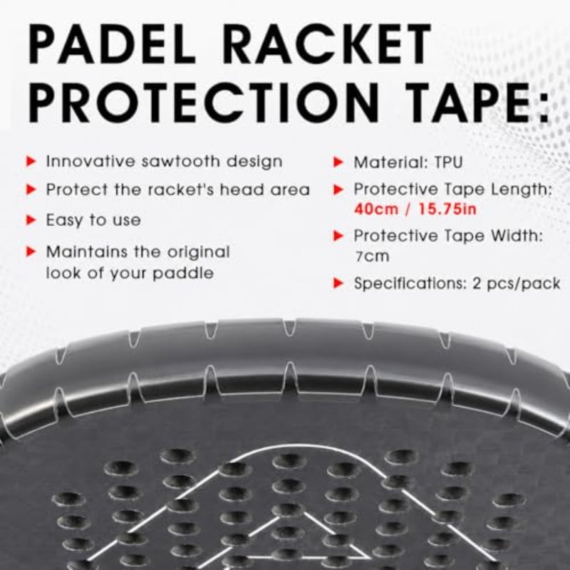 2 Pack Clear Padel Racket Protector, Transparent TPU Frame Guard Tape, 400 x 68 mm Edge Protection for Padel Racquets - Image 4