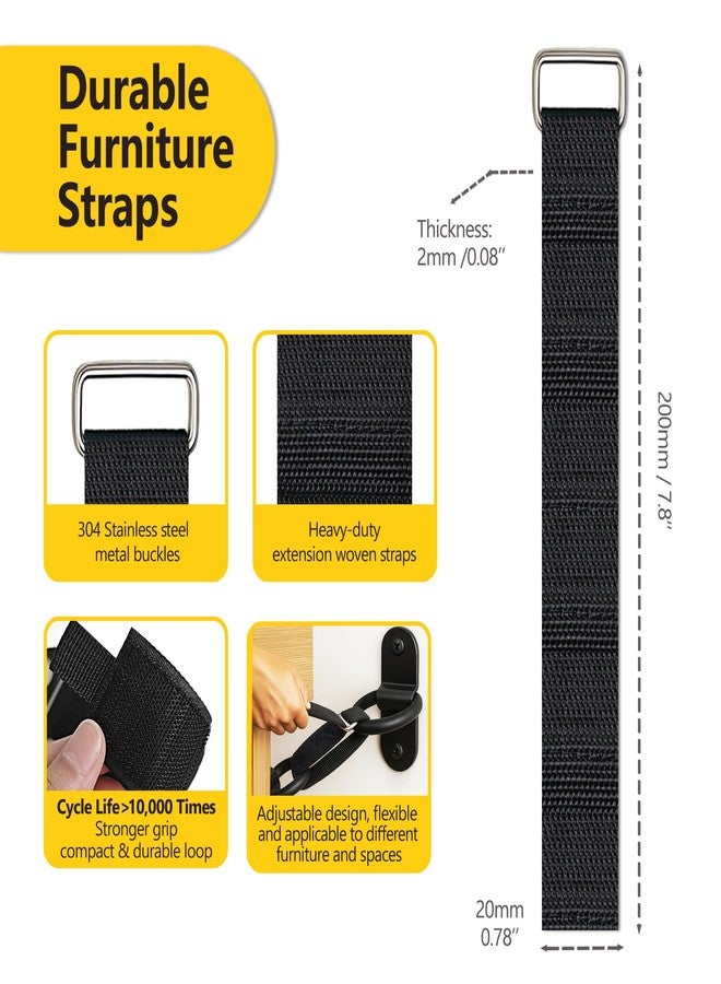 Montane Furniture Anchors for Baby Proofing Furniture Straps 6 Pack Anti Tip Furniture Wall Anchor Securing 400lbs Heavy-Duty Furniture, D Ring Earthquake Mounts Keep Child Pet Safety - Image 3