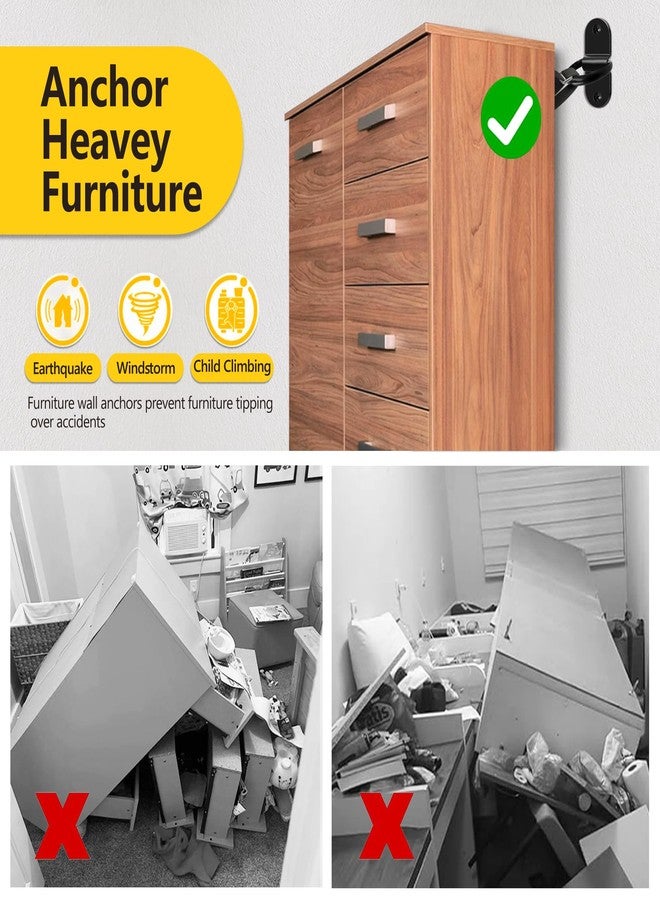 Montane Furniture Anchors for Baby Proofing Furniture Straps 6 Pack Anti Tip Furniture Wall Anchor Securing 400lbs Heavy-Duty Furniture, D Ring Earthquake Mounts Keep Child Pet Safety - Image 4