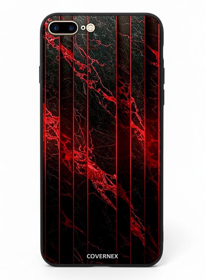 Covernex Apple iPhone 8 Plus Protective Case Cover Printed Featuring Crimson and Veined Marble Texture - Image 2