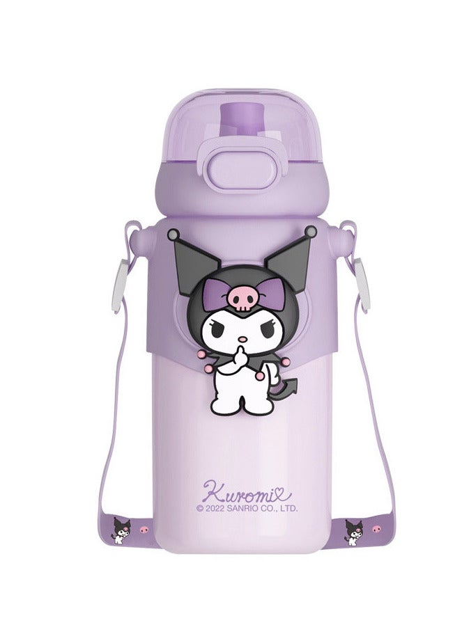 AUTOYSUR زجاجات مياه للأطفال مزودة بقشة، سعة 460 مل، مناسبة للمدرسة، مقاومة للتسرب، خالية من مادة BPA، مناسبة للأولاد والبنات (بنفسجي) - Image 1