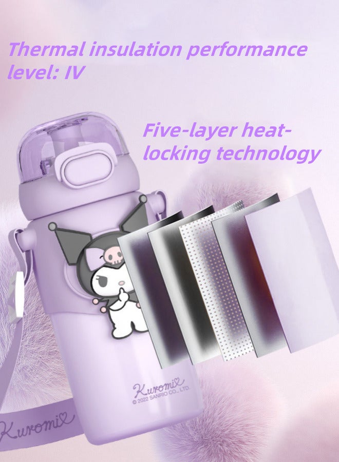 AUTOYSUR زجاجات مياه للأطفال مزودة بقشة، سعة 460 مل، مناسبة للمدرسة، مقاومة للتسرب، خالية من مادة BPA، مناسبة للأولاد والبنات (بنفسجي) - Image 3