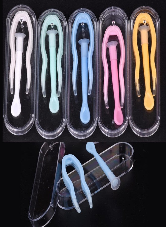 SUKPSY 5 Sets Mini Colorful Portable Contact Lens Stick Tool with Plastic Case,Inserter/Remover and Plastic Tweezer Set with Soft Tip - Image 1