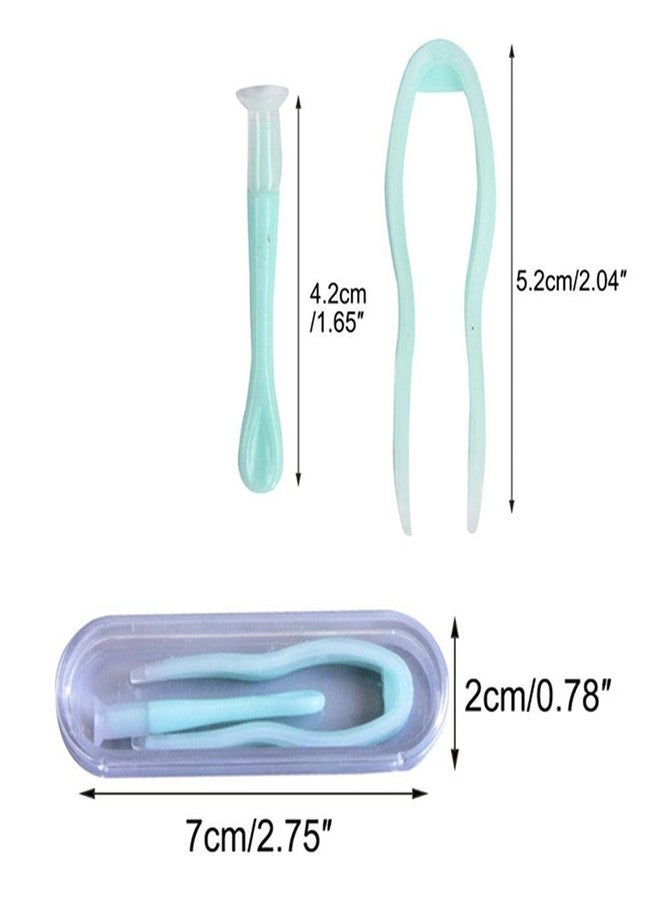 SUKPSY 5 Sets Mini Colorful Portable Contact Lens Stick Tool with Plastic Case,Inserter/Remover and Plastic Tweezer Set with Soft Tip - Image 4