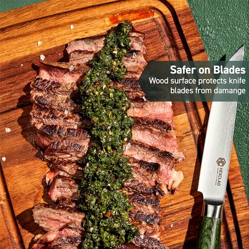 HexClad 4-Piece Bistecca Wooden Steak Plate Set with Juice Channel for Meats, Stackable Design with Straight Edges and Completely Flat Base, Easy to Clean, Lightweight and Durable - Image 5