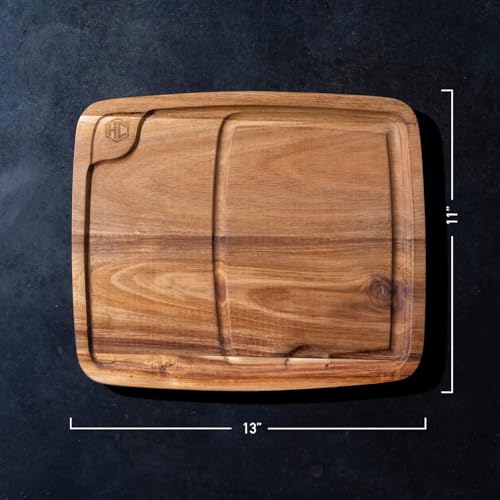 HexClad 4-Piece Bistecca Wooden Steak Plate Set with Juice Channel for Meats, Stackable Design with Straight Edges and Completely Flat Base, Easy to Clean, Lightweight and Durable - Image 3