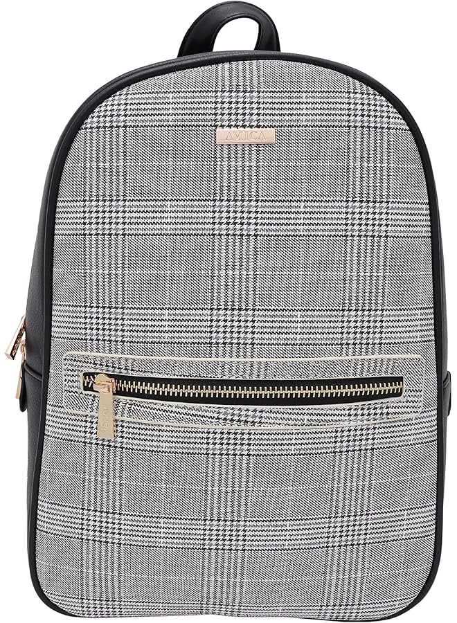 أميكا حقيبة ظهر نسائية من إيفا بتصميم كلاسيكي منقوش بنقشة مربعات مع سحاب للإغلاق - Image 1