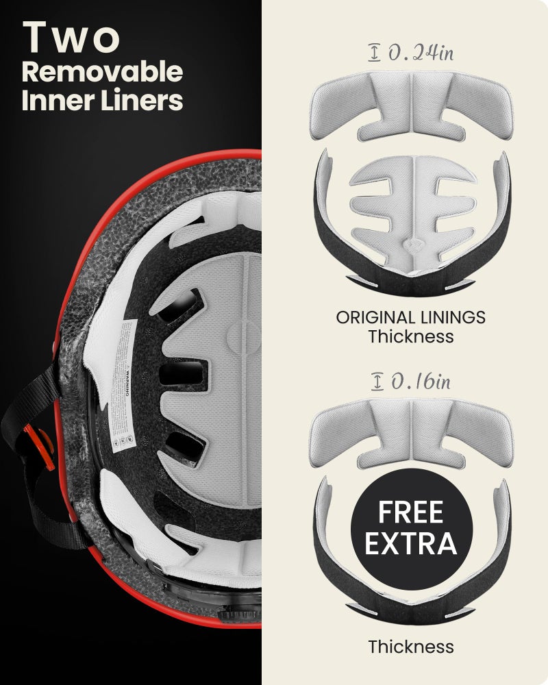 OutdoorMaster Skateboard Cycling Helmet - Two Removable Liners Ventilation Multi-Sport Scooter Roller Skate Inline Skating for Kids, Youth & Adults - Image 3