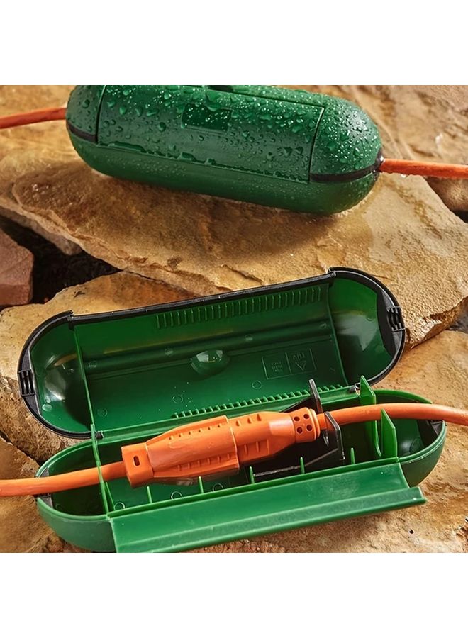 Green Outdoor Waterproof Junction Box With Extension Cord Sealed Shell Weatherproof Cover Capsule Power Socket - Image 3