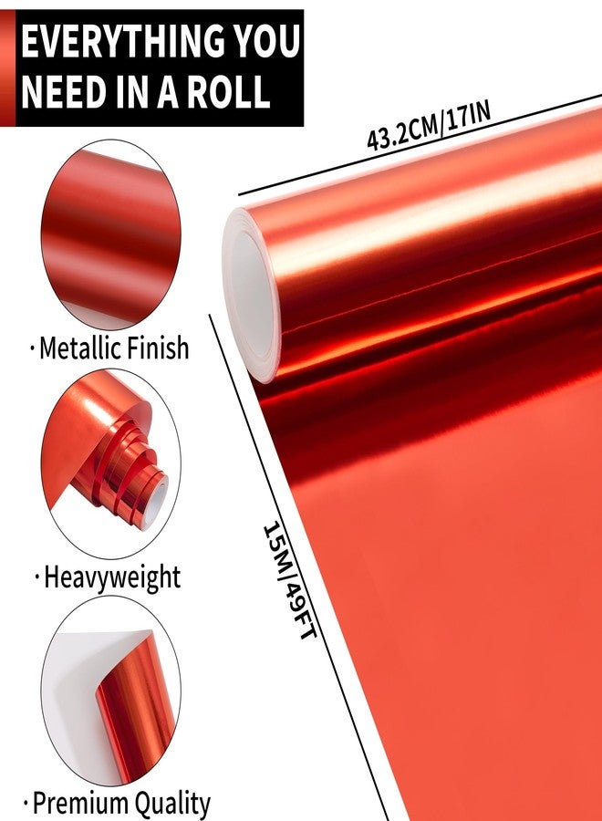 PENPRIS Red Metallic Wrapping Paper Roll- 17in X 49Ft Metal Wrapping Paper Roll for Gift Wrapping Solid Color Paper for Christmas,Birthday,Wedding,Baby Shower PAP12RD15 - Image 2
