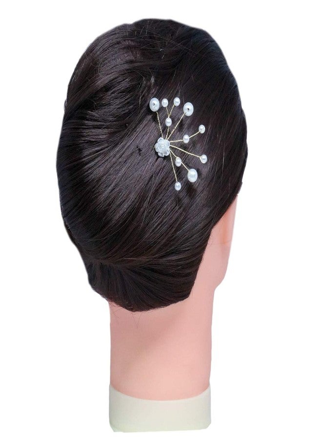 FOK 1 Piece Floral Crystal Wedding Acessories For Hair Bun Styling And Decoration - Golden - Image 1
