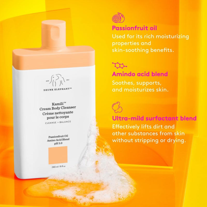 Drunk Elephant Kamili Cream Body Cleanser - 240 ml/8 fl oz - Sulfate-Free Body Wash - Clean Clinical Skincare - Cruelty-Free - Free of Essential Oils, Silicones, and SLS - Image 3