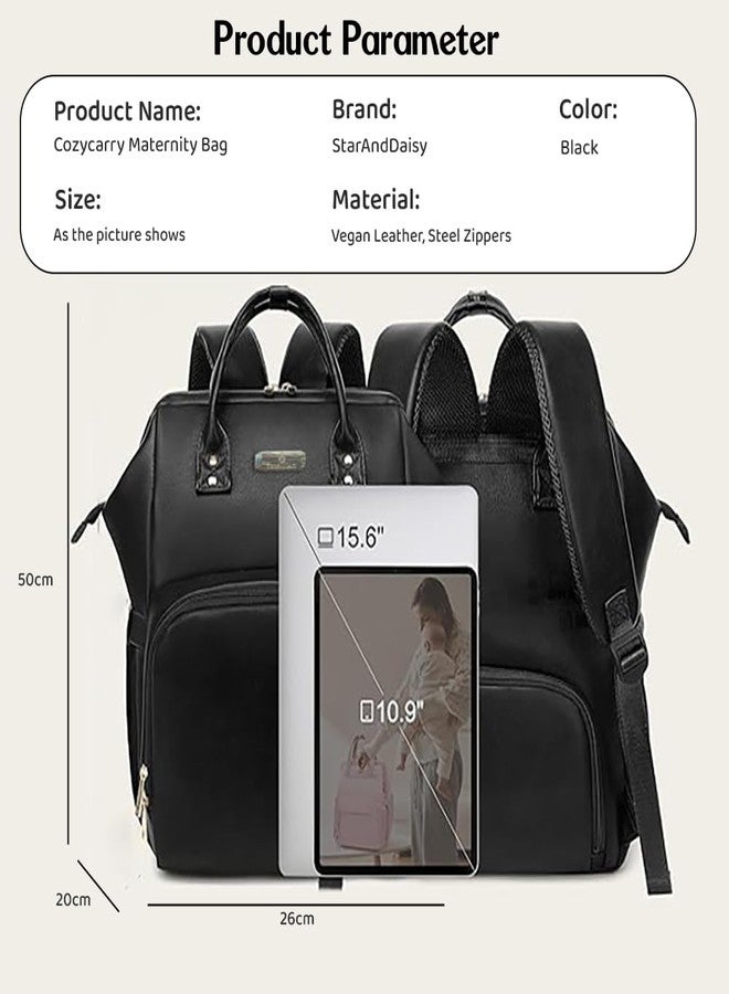 StarAndDaisy Diaper Bag for Mothers for Travel/Premium Vegan Leather Diaper Bag with Easy Acess Mobile Pocket, 26L Waterproof Baby Bag for Mother Travel with 16 Multipurpose Pockets - Image 5
