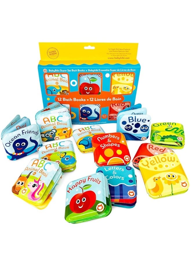 BabyBibi Super Bath Book Set of 12 (Fruits, Ocean Friends, ABC, Numbers Books; Color Recognition Bath Books Including Yellow, Green, Red and Blue Color Topics, ABC Animal Bath Books.  - Image 5