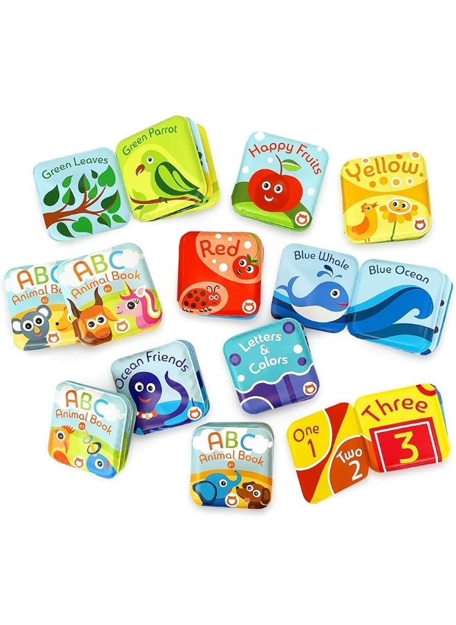 BabyBibi Super Bath Book Set of 12 (Fruits, Ocean Friends, ABC, Numbers Books; Color Recognition Bath Books Including Yellow, Green, Red and Blue Color Topics, ABC Animal Bath Books.  - Image 2
