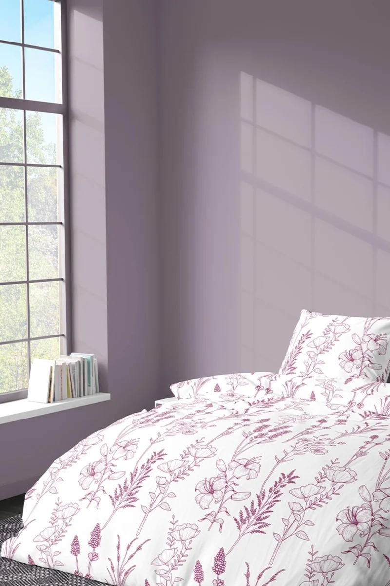 Zeynep Tekstil Cotton Single Duvet Cover Set | Duvet Cover and Pillowcase | Grape Without Sheet