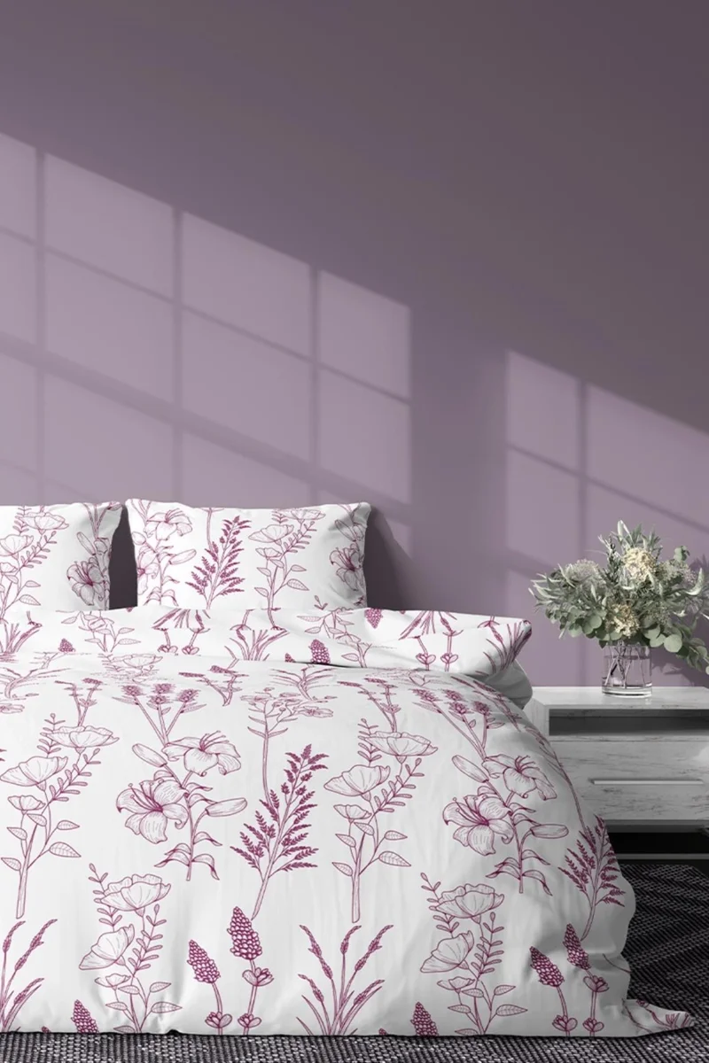 Zeynep Tekstil Cotton Single Duvet Cover Set | Duvet Cover and Pillowcase | Grape Without Sheet