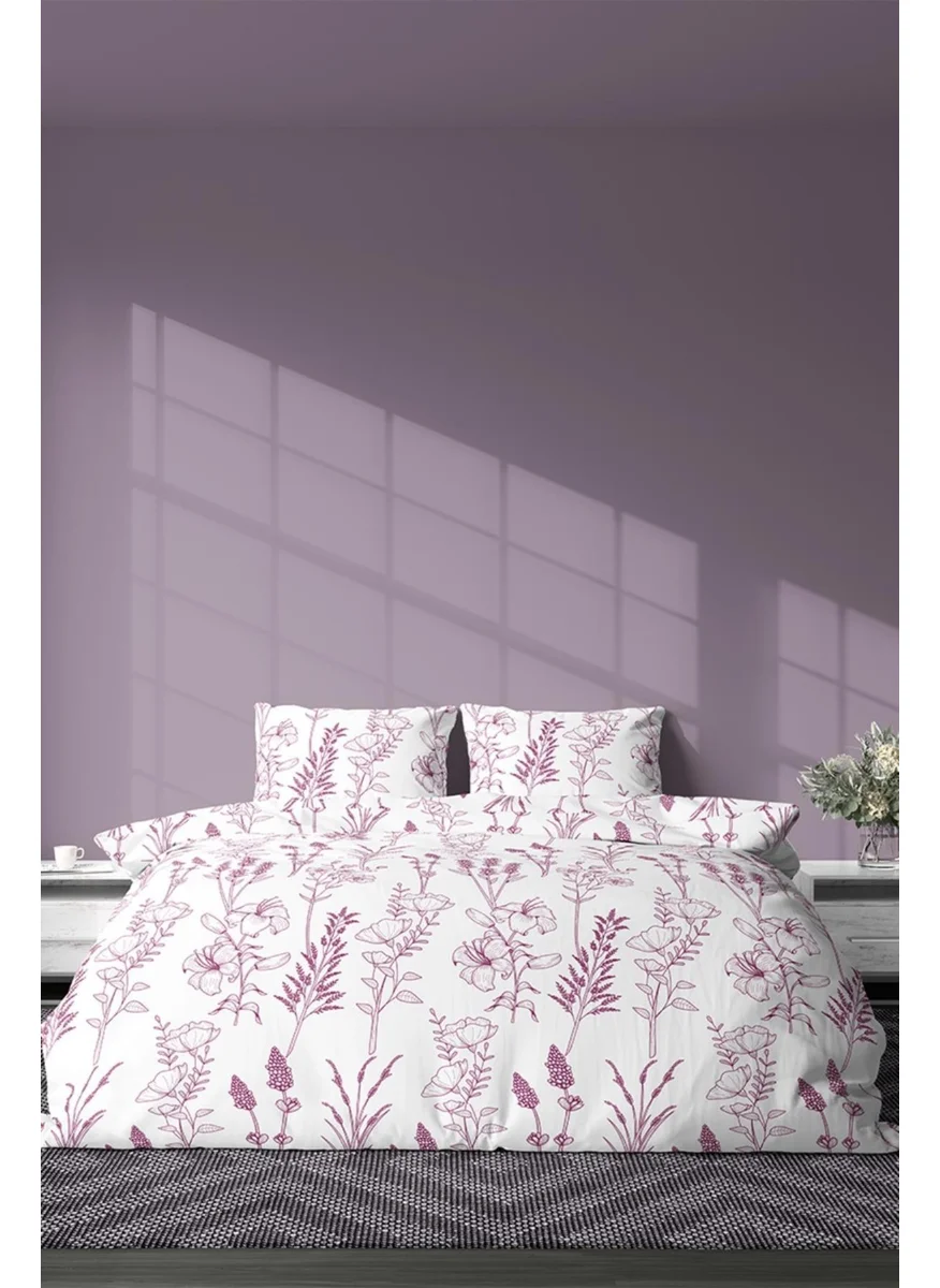 Zeynep Tekstil Cotton Single Duvet Cover Set | Duvet Cover and Pillowcase | Grape Without Sheet