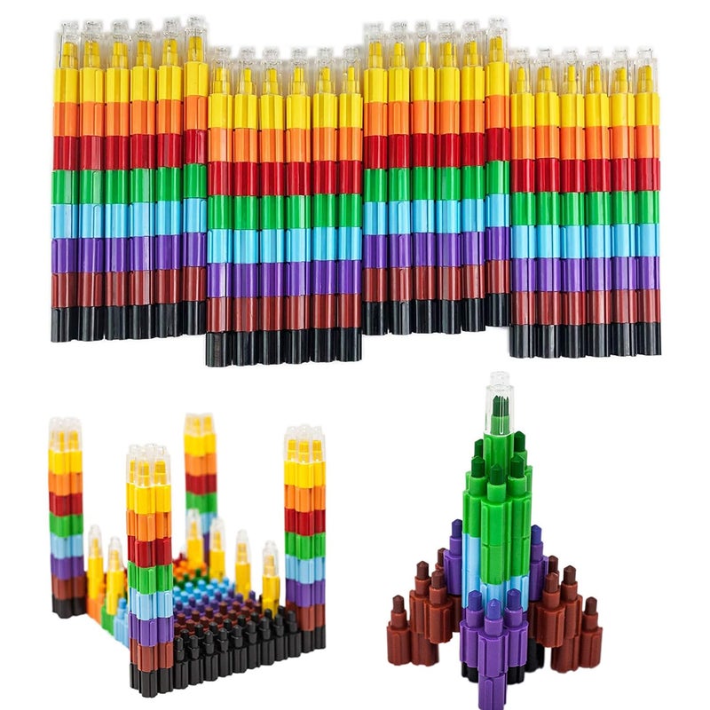 Huji Stacking Buildable 8 Colors Crayons Set Connect Stack and Build Sideways and Up Favorite Toys Kids Children Party Favors School Supplies Safe NonToxic Easy to Hold 24 - Image 2