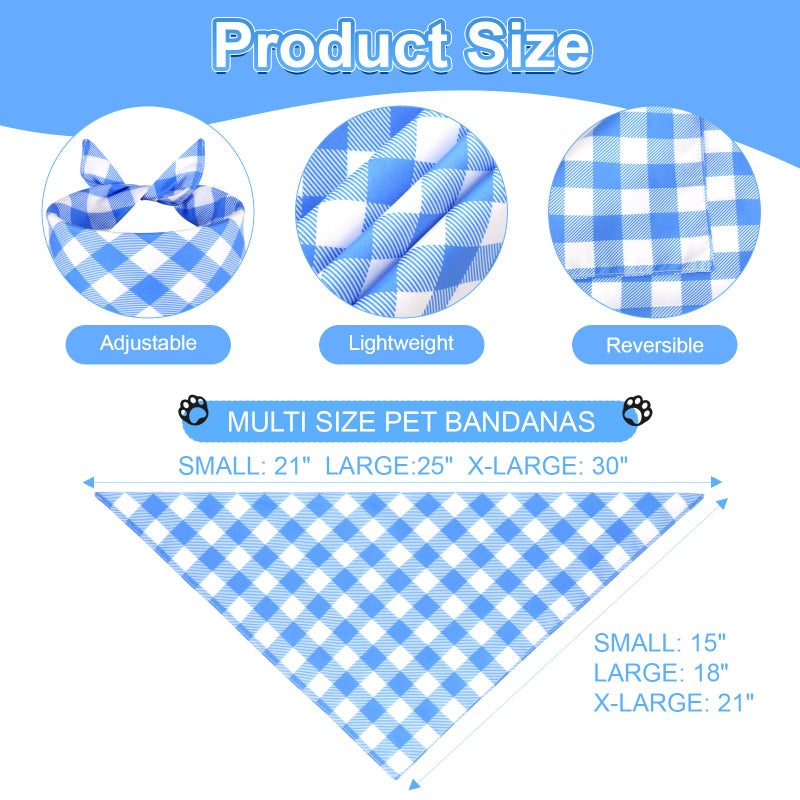 Agroon Dog Bandanas Boy Large 2PCS, Summer Spring Blue Scarf, Durable Triangle Reversible Bibs Handkerchief for Puppy Pet - Image 2