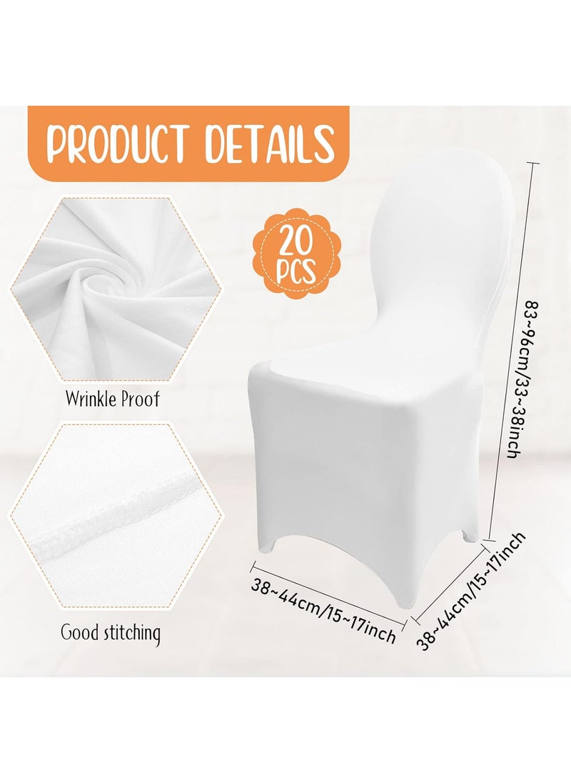 Moukeren Moukeren 20 Pcs Wedding Chair Covers Spandex Folding Chair Covers Stretch Universal Polyester Fitted Seat Slipcovers for Wedding Banquet Celebration Holidays Dining Room Living Room White  - Image 2