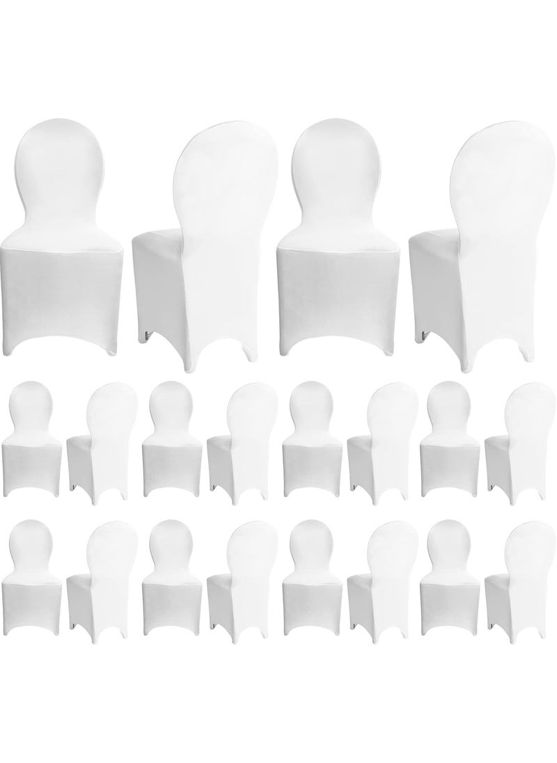 Moukeren Moukeren 20 Pcs Wedding Chair Covers Spandex Folding Chair Covers Stretch Universal Polyester Fitted Seat Slipcovers for Wedding Banquet Celebration Holidays Dining Room Living Room White  - Image 1