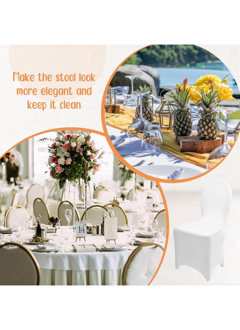 Moukeren Moukeren 20 Pcs Wedding Chair Covers Spandex Folding Chair Covers Stretch Universal Polyester Fitted Seat Slipcovers for Wedding Banquet Celebration Holidays Dining Room Living Room White  - Image 5