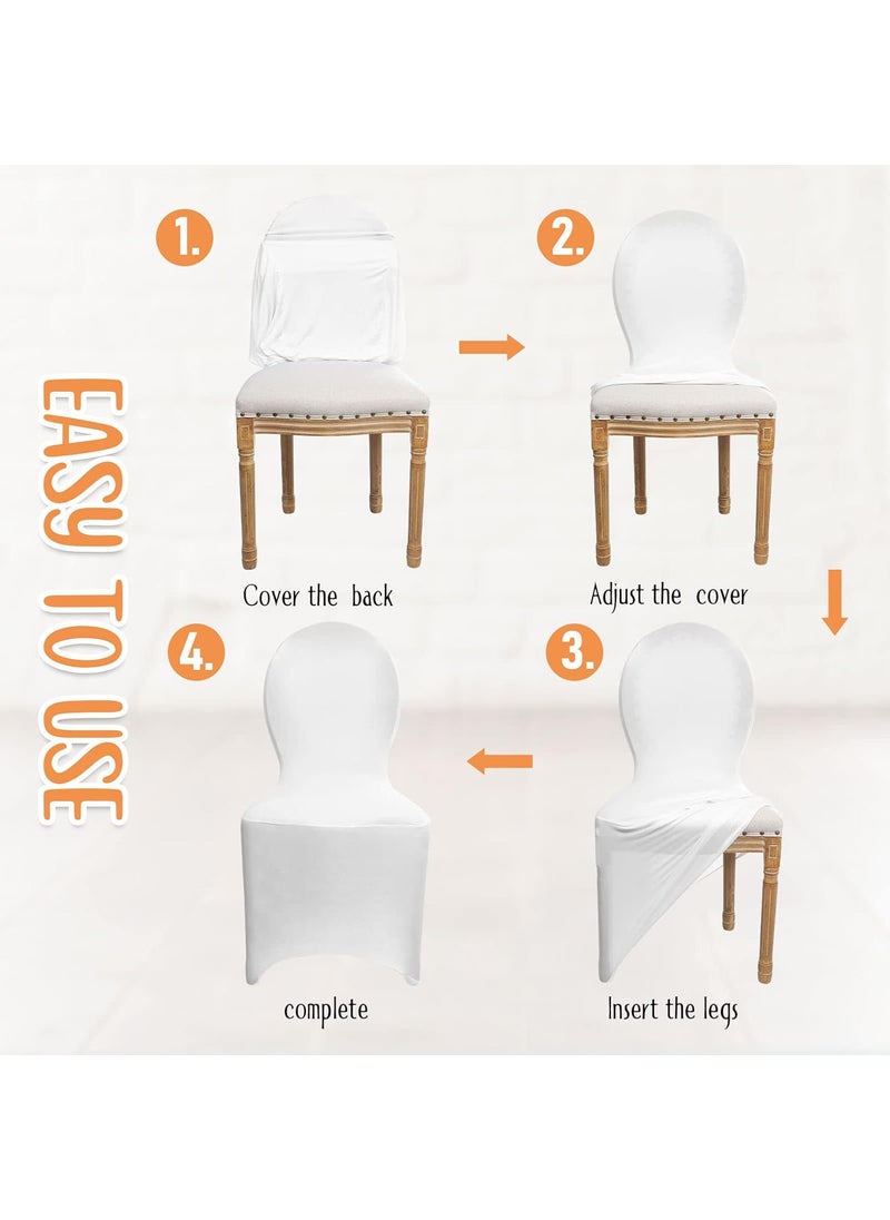 Moukeren Moukeren 20 Pcs Wedding Chair Covers Spandex Folding Chair Covers Stretch Universal Polyester Fitted Seat Slipcovers for Wedding Banquet Celebration Holidays Dining Room Living Room White  - Image 4