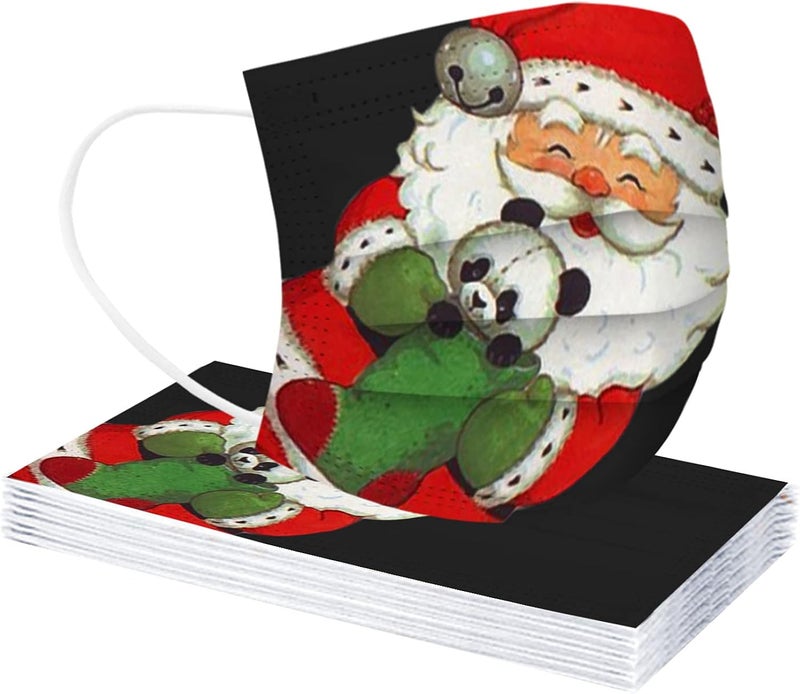 woobles 50Pcs Christmas Masks Disposable Adult, Cute Snowman Santa Claus Winter 2022 Designs Breathable 3 Ply Full Face Protection Christmas Santa & Reindeer,50pc - Image 3
