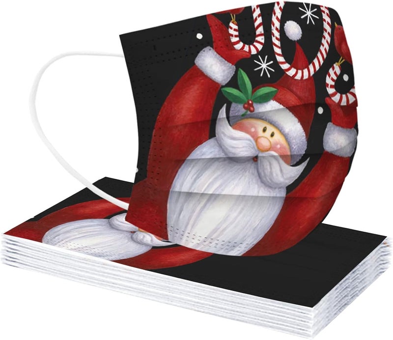 woobles 50Pcs Christmas Masks Disposable Adult, Cute Snowman Santa Claus Winter 2022 Designs Breathable 3 Ply Full Face Protection Christmas Santa & Reindeer,50pc - Image 4