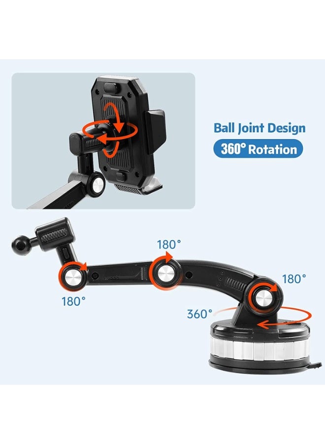 Car Mobile Holder Mount, Super Suction & Stable, Universal Hands-Free Cell Phone Holder for Car Dashboard Windshield Car Mount for iPhone, Samsung & All Smartphones & Cars - Image 2