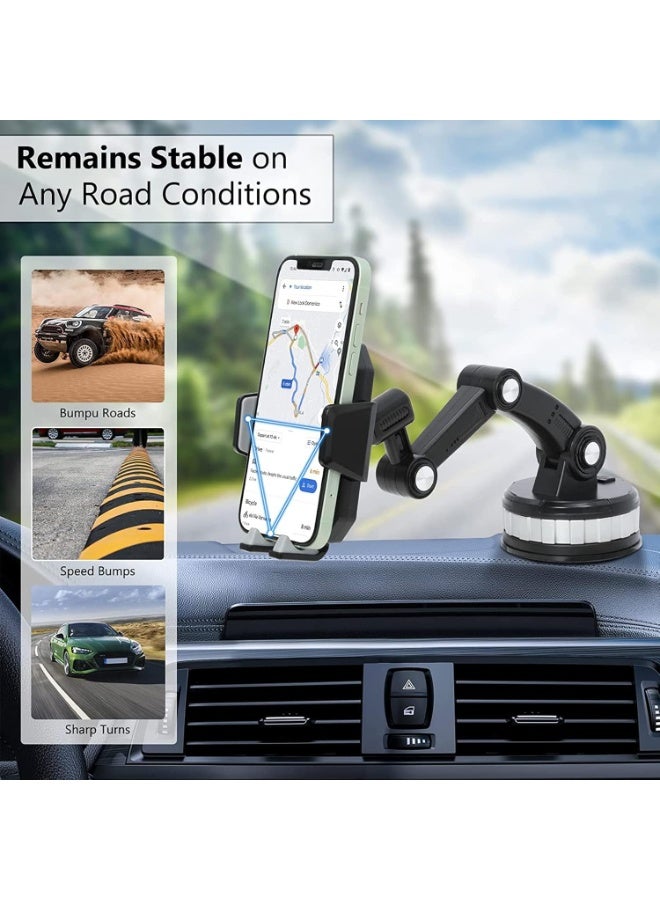 Car Mobile Holder Mount, Super Suction & Stable, Universal Hands-Free Cell Phone Holder for Car Dashboard Windshield Car Mount for iPhone, Samsung & All Smartphones & Cars - Image 5