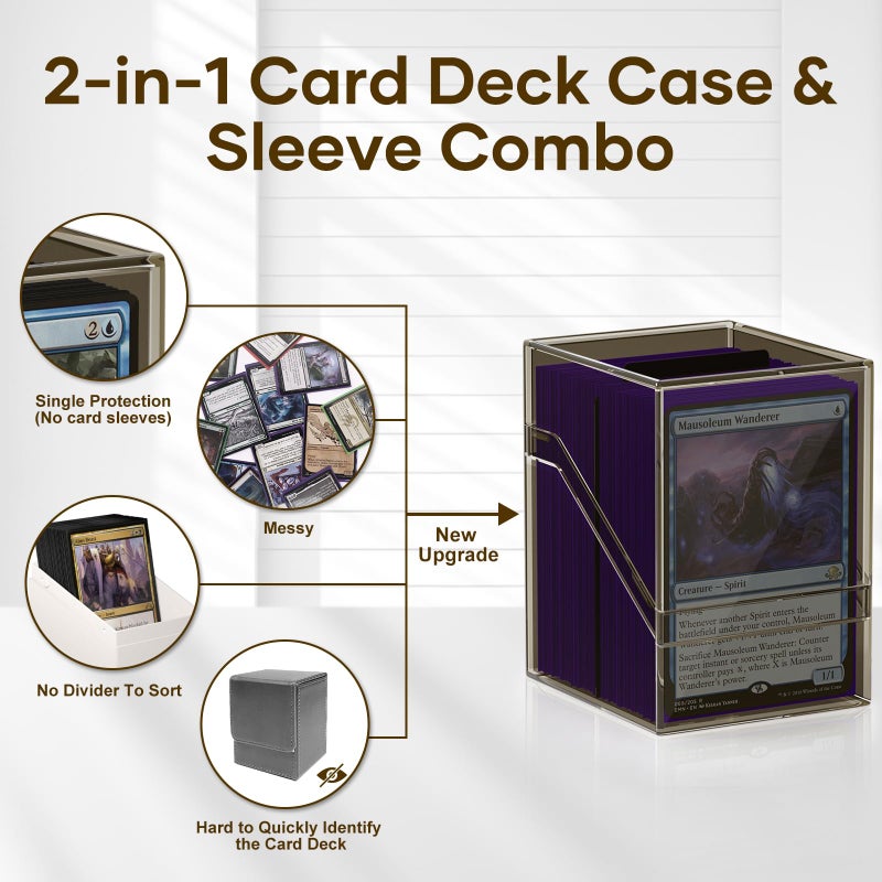 YSCare 6 Pack Card Deck Cases, Commander Deck Boxes with 600Pcs Card Sleeves and Dividers, Standard Size Cards Storage Box Perfect Fit for MTG, Sport, Trading Cards (6 colors) - Image 4