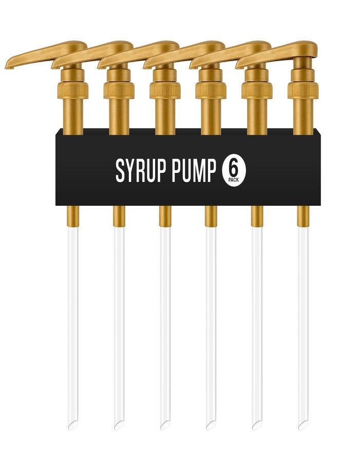 vigor path Syrup Pump for Coffee Syrup Bottles - 6-Pack Dispenser Pumps Fits 750ml / 25.4 oz Flavoring Syrup Bottles - Compatible with Torani & More - Gold Coffee Syrup Dispenser Pump for Home & Cafe Use - Image 1