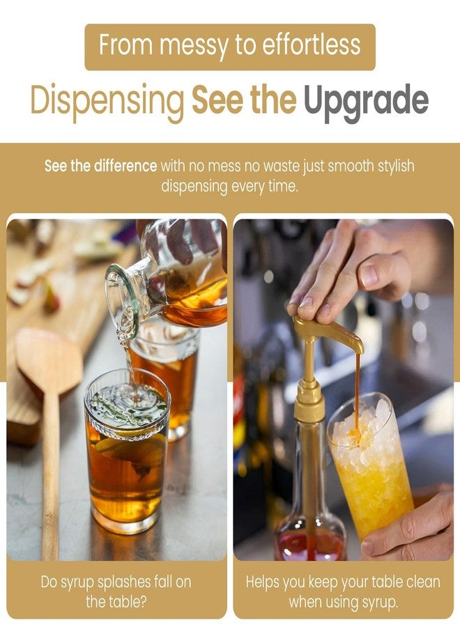 vigor path Syrup Pump for Coffee Syrup Bottles - 6-Pack Dispenser Pumps Fits 750ml / 25.4 oz Flavoring Syrup Bottles - Compatible with Torani & More - Gold Coffee Syrup Dispenser Pump for Home & Cafe Use - Image 5
