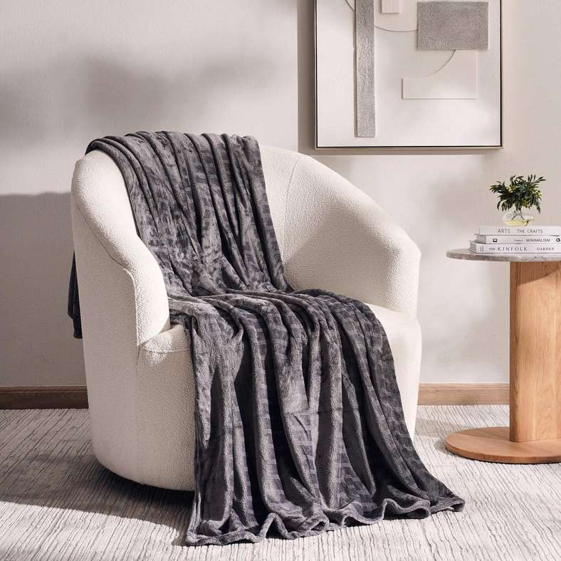 Pan Home Charcoal Plush Stripe Blanket 150X200cm