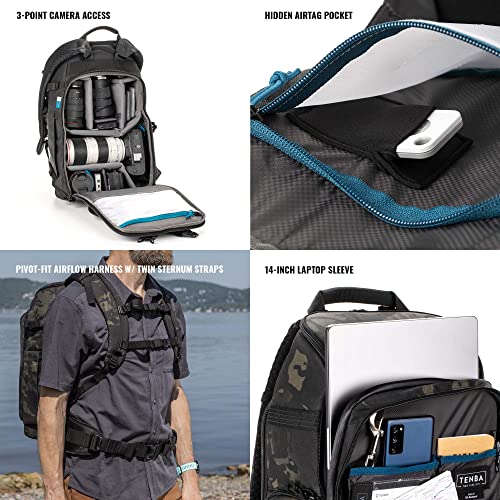 Tenba Axis v2 20L Camera Backpack for DSLR and Mirrorless Cameras and Lenses Plus a 14-inch Laptop – Multicam Black (637-755) - Image 4