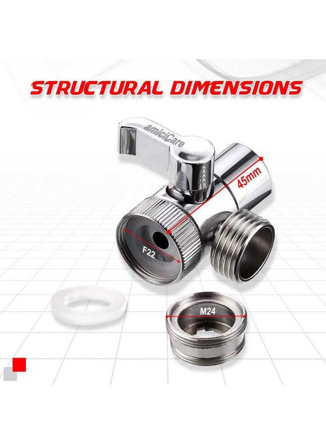 amiciCare Tap Diverter Valve Faucet Splitter, Water Tap Connector with F22 Input for Kitchen Bathroom Hose with M24 Adapter - Image 5