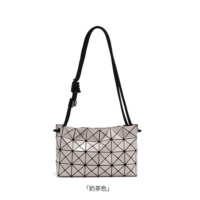 Japanese Fashion Geometric Quilted Shoulder Bag Tofu Bag Crossbody Small Bag Drawstring Pillow Bag Small Square Bag Trendy - Image 5