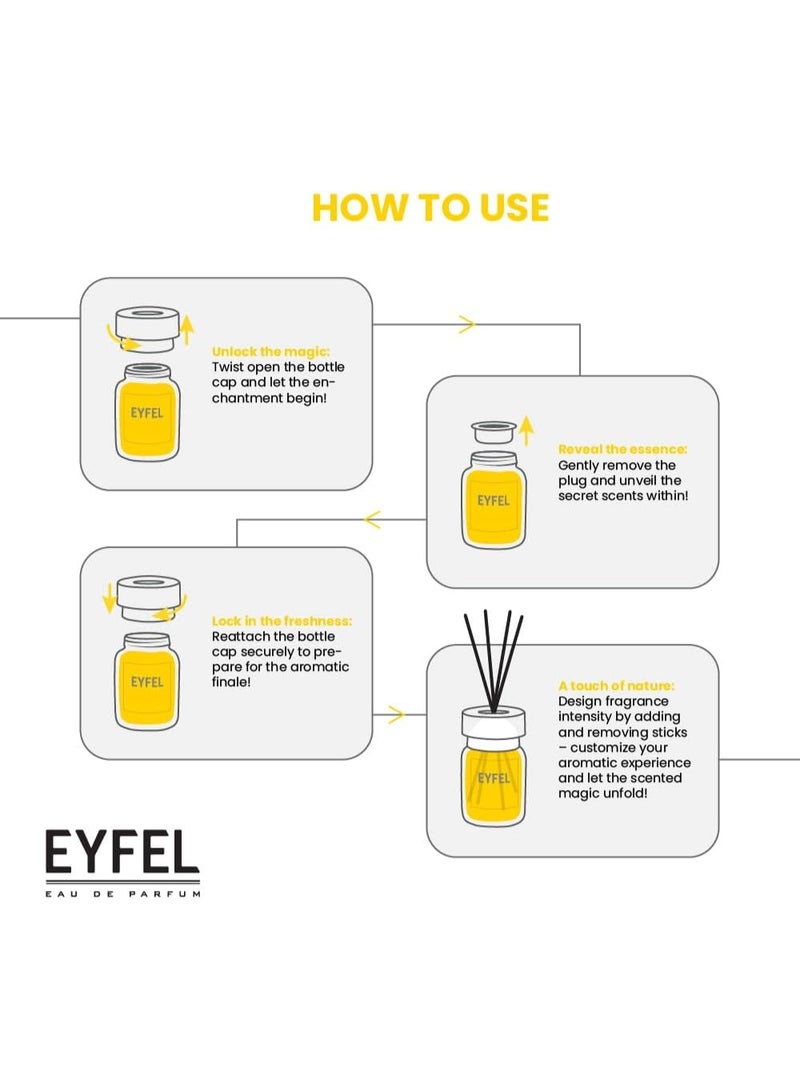 EYFEL EYFEL Pineapple Reed Diffuser, 120ml (4.05 fl oz) | Premium Home Fragrance with Natural Sticks | Long-Lasting Sweet & Fruity Scent for Home & Office  - Image 5